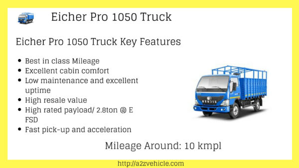 Eicher Pro 1050 Mileage Price Payload Specifications & Features