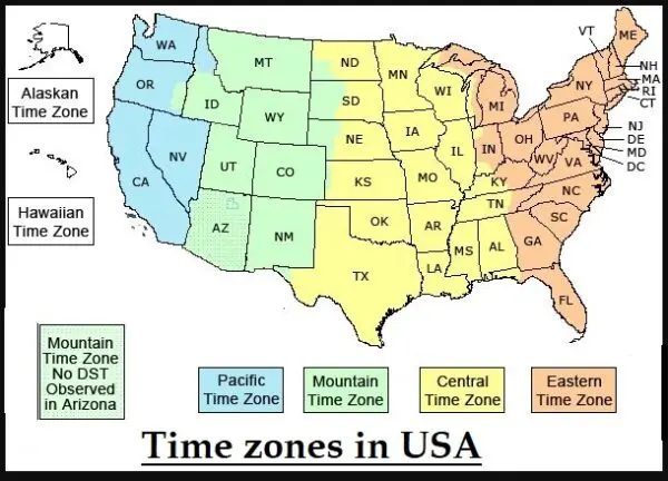 Zones in usa time how many How many